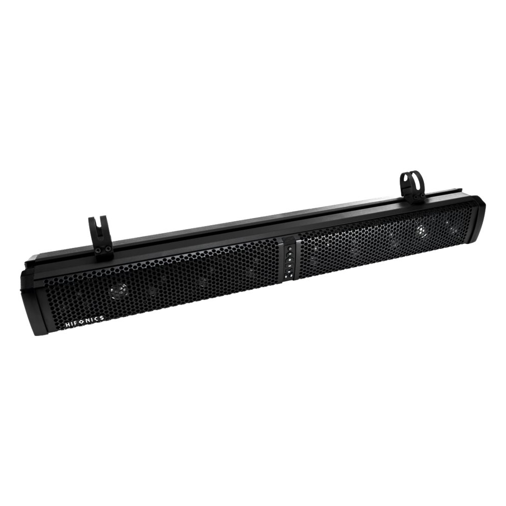 Left View: BOSS Audio Systems BRT26A ATV UTV Sound Bar - 26 Inch Wide, IPX5 Rated Weatherproof, Bluetooth, Amplified, 4 Inch Speakers, Soft Dome Tweeters, Easy Installation for Dune Buggies, Jeeps, Rock Crawlers