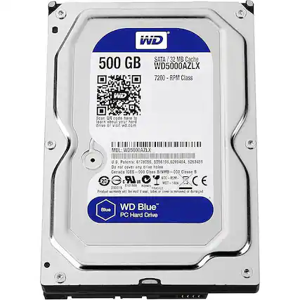 Front. WD - Blue 500GB Internal SATA Hard Drive for Desktops - Blue.