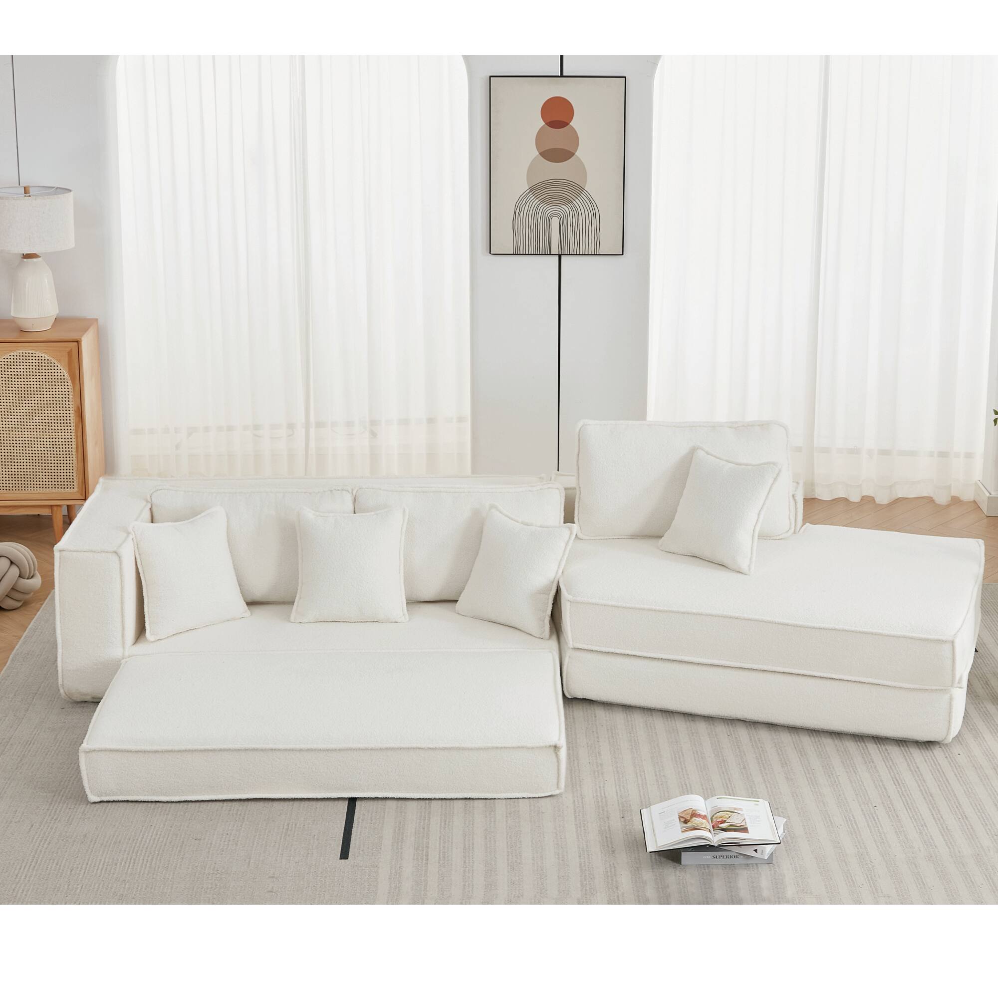 Alt View 2. Roomtec - NEW ARRIVED VIDEO PROVIDED Folding Convertible Out Sleeper Sofa Bed2in1 Combination Convertible Sofa3 seat - Beige.