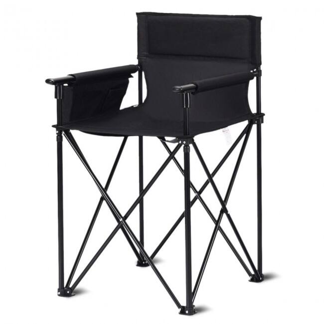 Front. Ecooso - Oversized Folding Camping Chair for Fishing and Outdoor Use - Black.