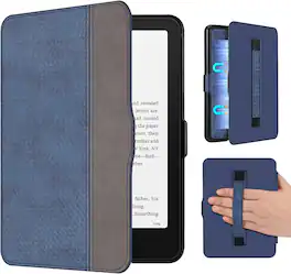 Fintie - Case for 7" Kindle Paperwhite 12th Gen 2024 & Kindle Colorsoft Lightweight Slim Hard Back Shell Cover w/Hand Strap - Indigo