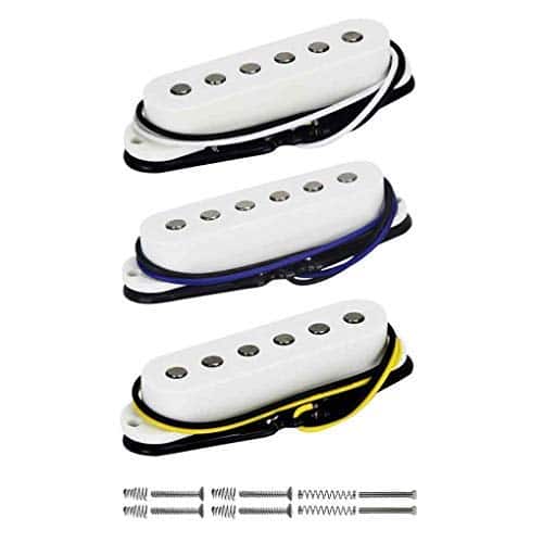 Dazzling Pops - Alnico 5 Single Coil Pickups Flat Pole Guitar Neck/middle/bridge Pickup Set - White, Flat Fixed