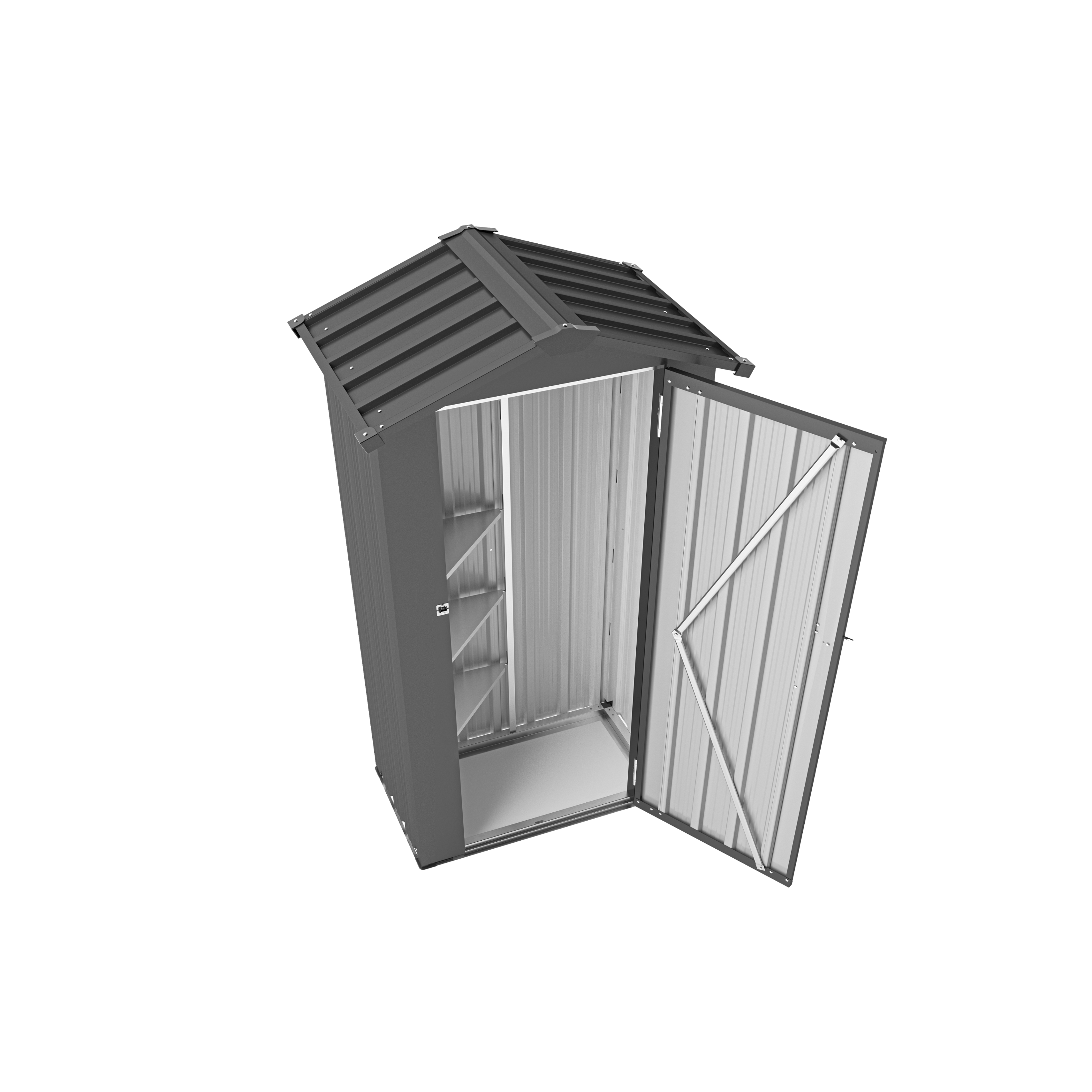Alt View 5. Mondawe - 2.5x1.5 FT Small Metal Galvanized Iron Garden Shed with a solid lock system - Black.