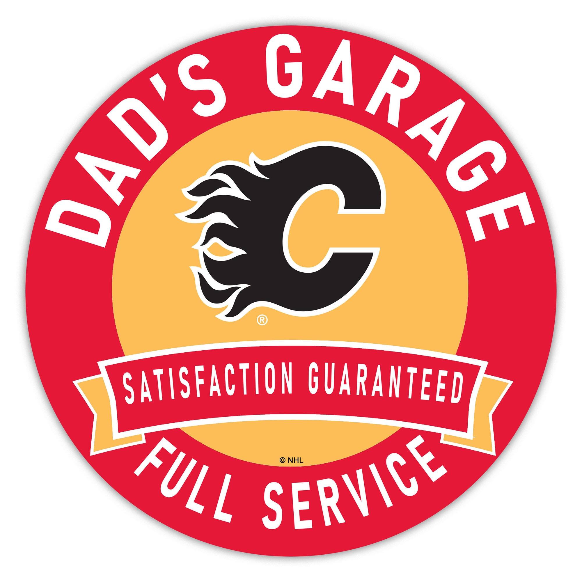 Calgary Flames 16" Dad's Garage Wood Sign