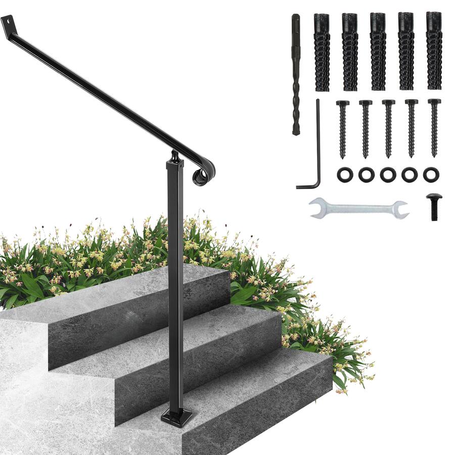 VEVOR Handrails for Outdoor Steps 1 2 Step Railings Wrought Iron ...
