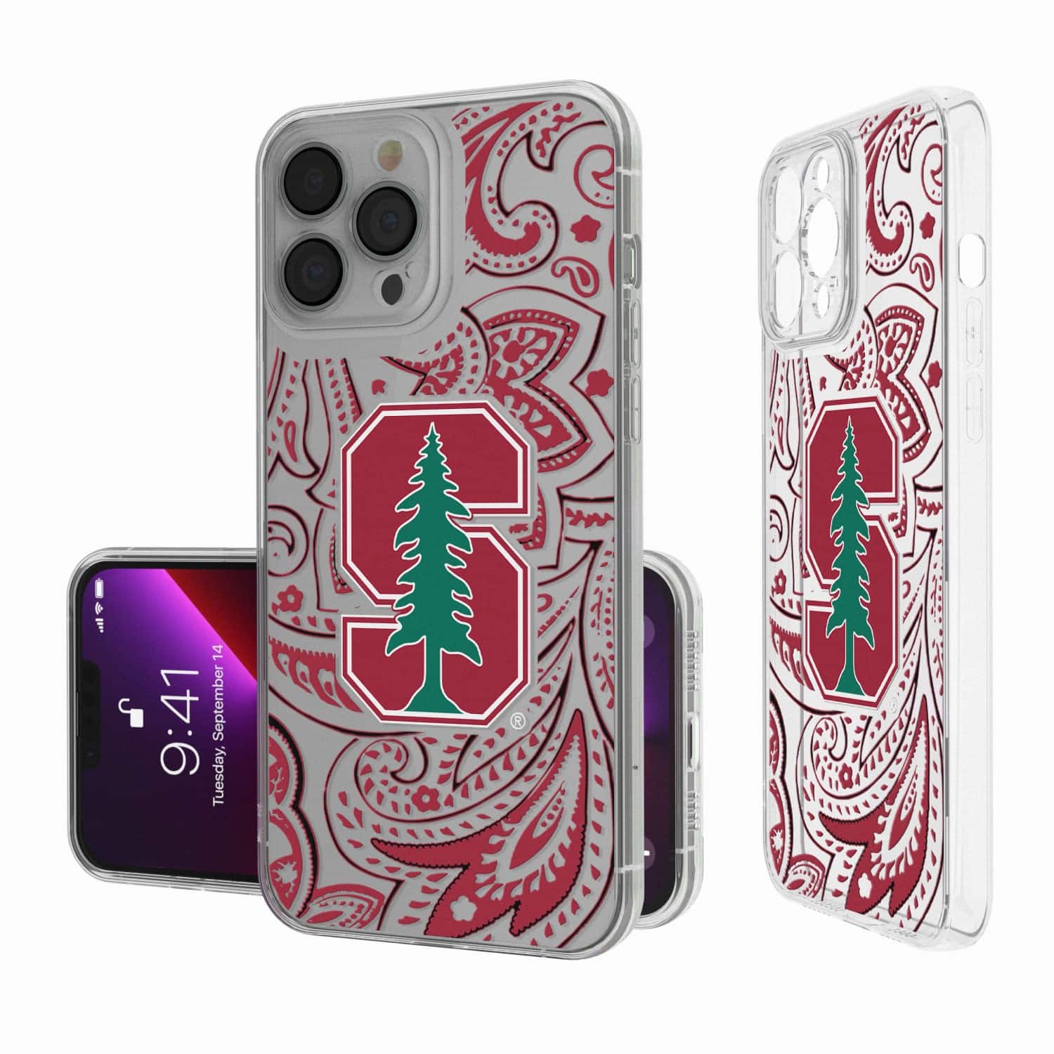 Keyscaper - NCAA - Stanford Cardinal iPhone Paisley Design Clear Case - 13 Pro - Multicolor