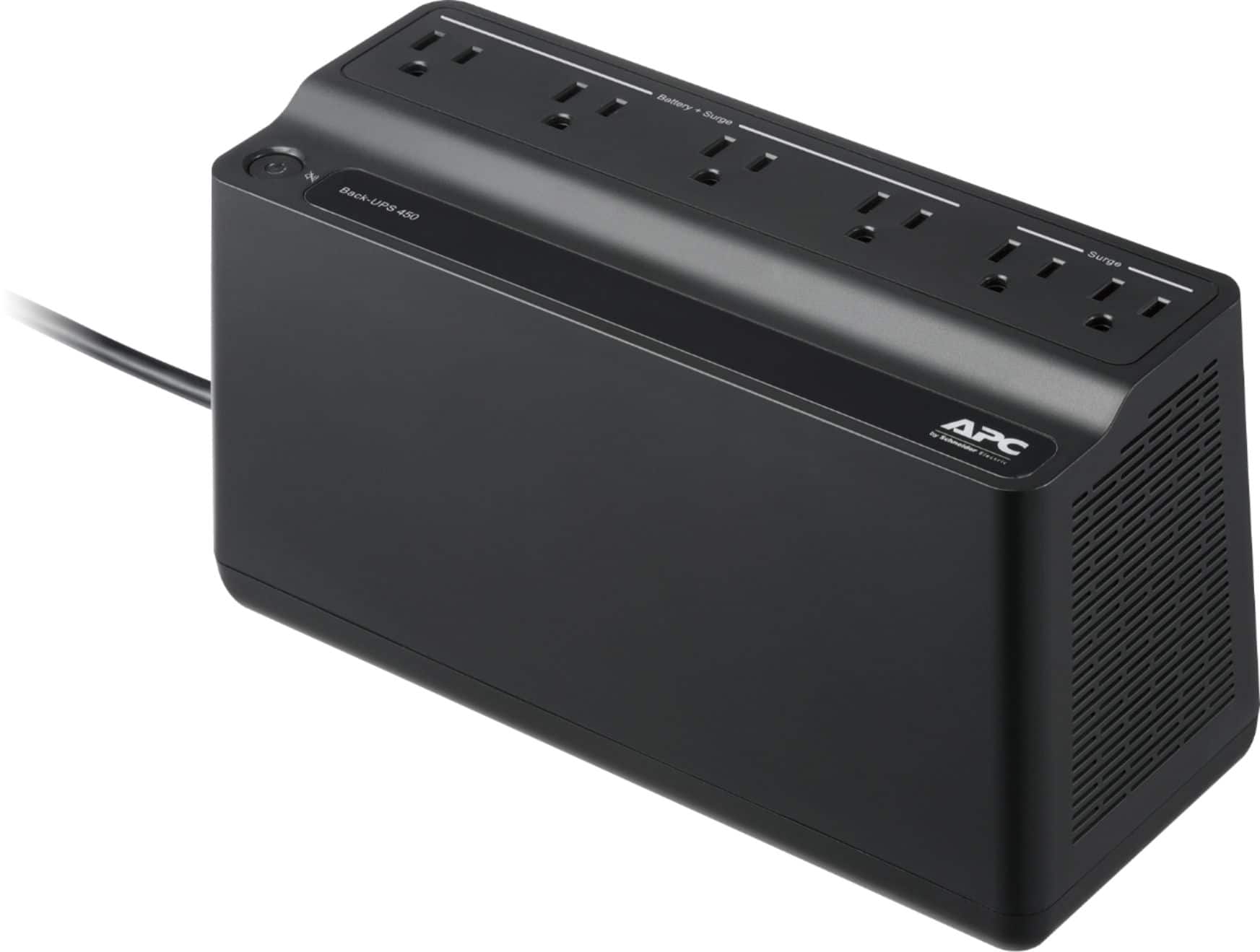 Alt View 11. APC - Back-UPS 450VA 6-Outlet Battery Back-Up and Surge Protector - Black.