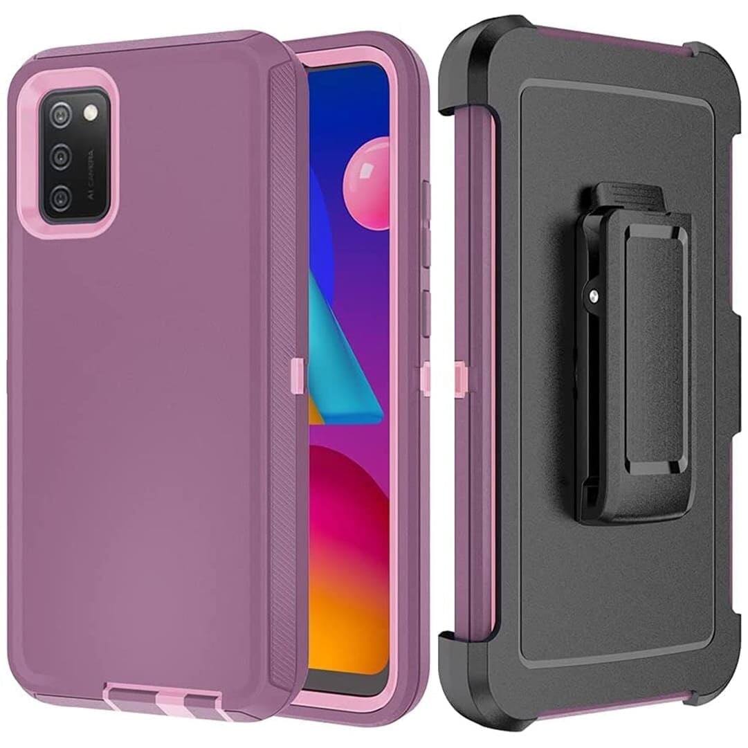 Front. RomeTech - Defender Case for Samsung Galaxy A02s - Plum / Pink - Plum / Pink.