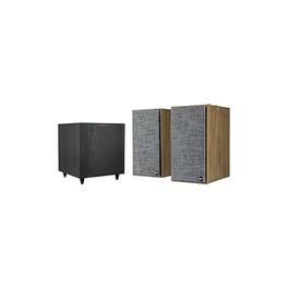 Klipsch - The Sevens Heritage Inspired (Pair) Speakers - R-80SWi 8-inch Subwoofer with Deep Bass Black Bundle - Walnut