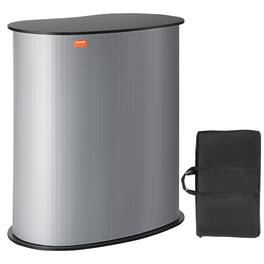 VEVOR - Portable Tradeshow Podium Table, 35.43" x 19.29" x 37.01", Display Exhibition Counter Stand Booth Fair with Wall - Black + Silver