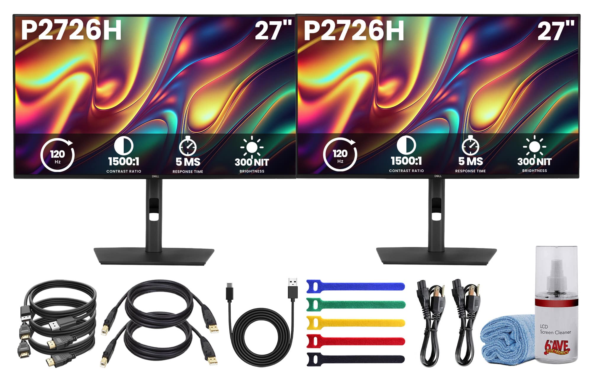 Bundle - Dell - Pro P P2726H 27 Inch Full HD IPS Monitor (2x)