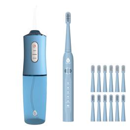 Pursonic - Rechargeable Water Flosser & USB Electric Toothbrush with 12 Brush Heads – Advanced Oral Care Set - Multicolor