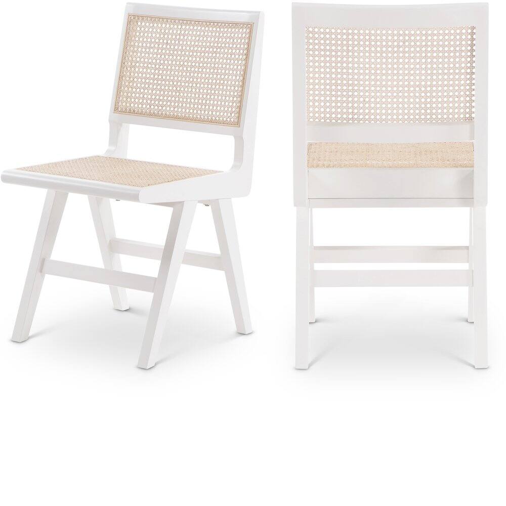 Front. Meridian Furniture - Preston White Wood Dining Side Chair, Set of 2 - White.