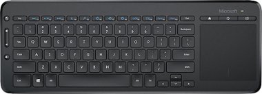 Microsoft - All-In-One Media Wireless Keyboard with Track Pad - Black - Front_Zoom