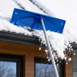 Winado - Snow Roof Rake for Snow Removal,5.3-20FT Extendable Tool With Fabric Slide & Anti-Skid Handle & Wheels - Blue