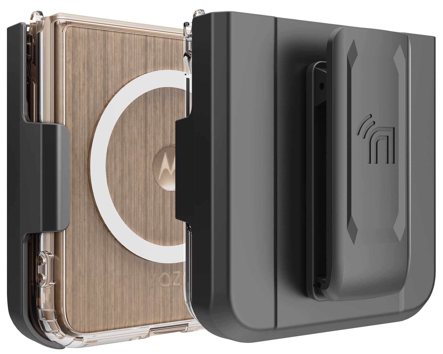 Alt View 2. Nakedcellphone - Combo for RAZR ULTRA 2025/2026 - Clear Slim Case and Belt Clip Holster - Compatible with MagSafe - Clear.