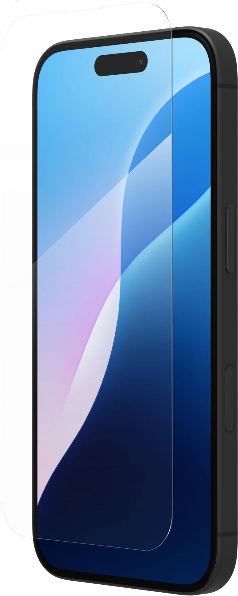 Left. ZAGG - Glass+ Defense Screen Protector for Apple iPhone 16, iPhone 15 - Clear.