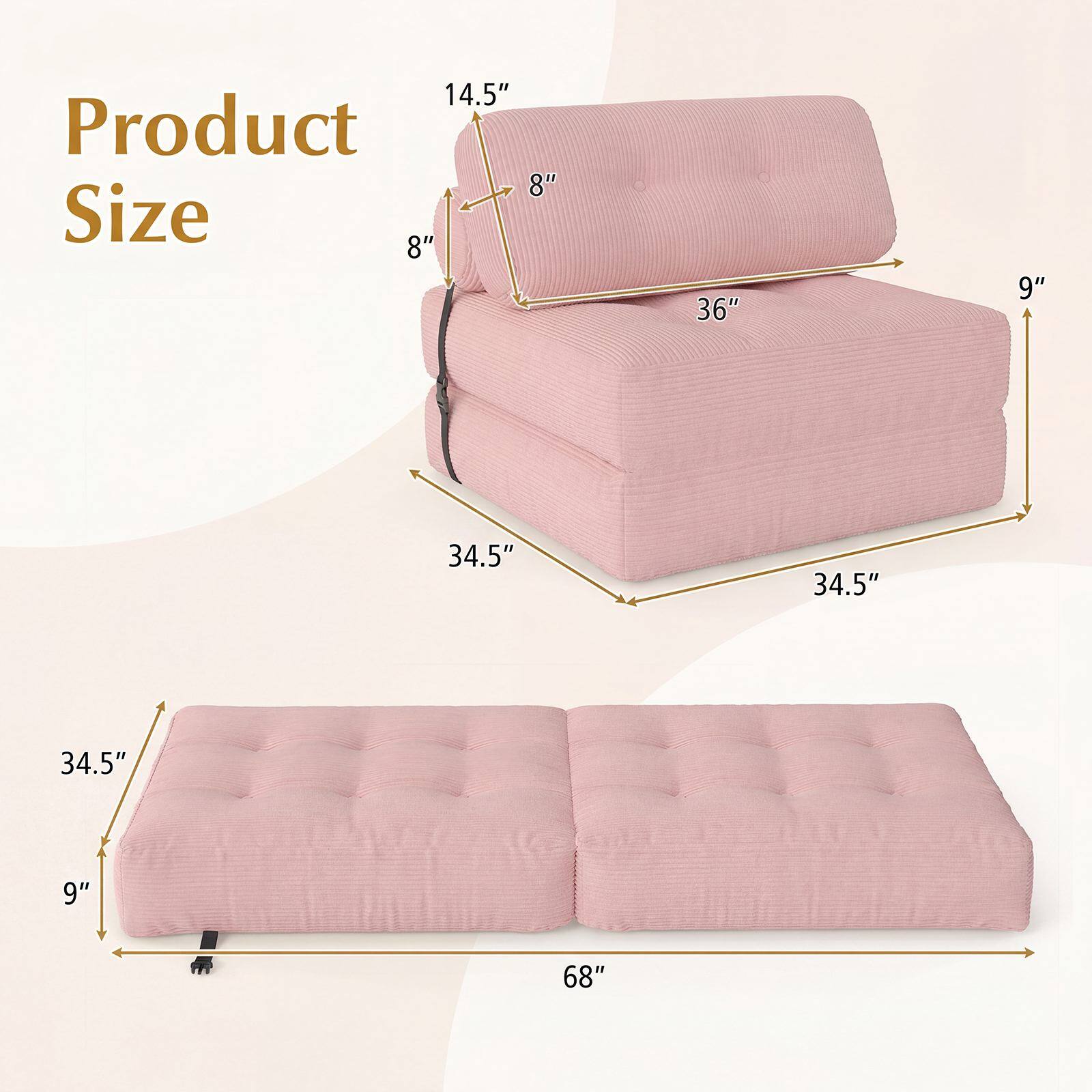 Product Size

14.5"  
8"  
36"  
9"  
34.5"  
34.5"  
34.5"  
9"  
68"