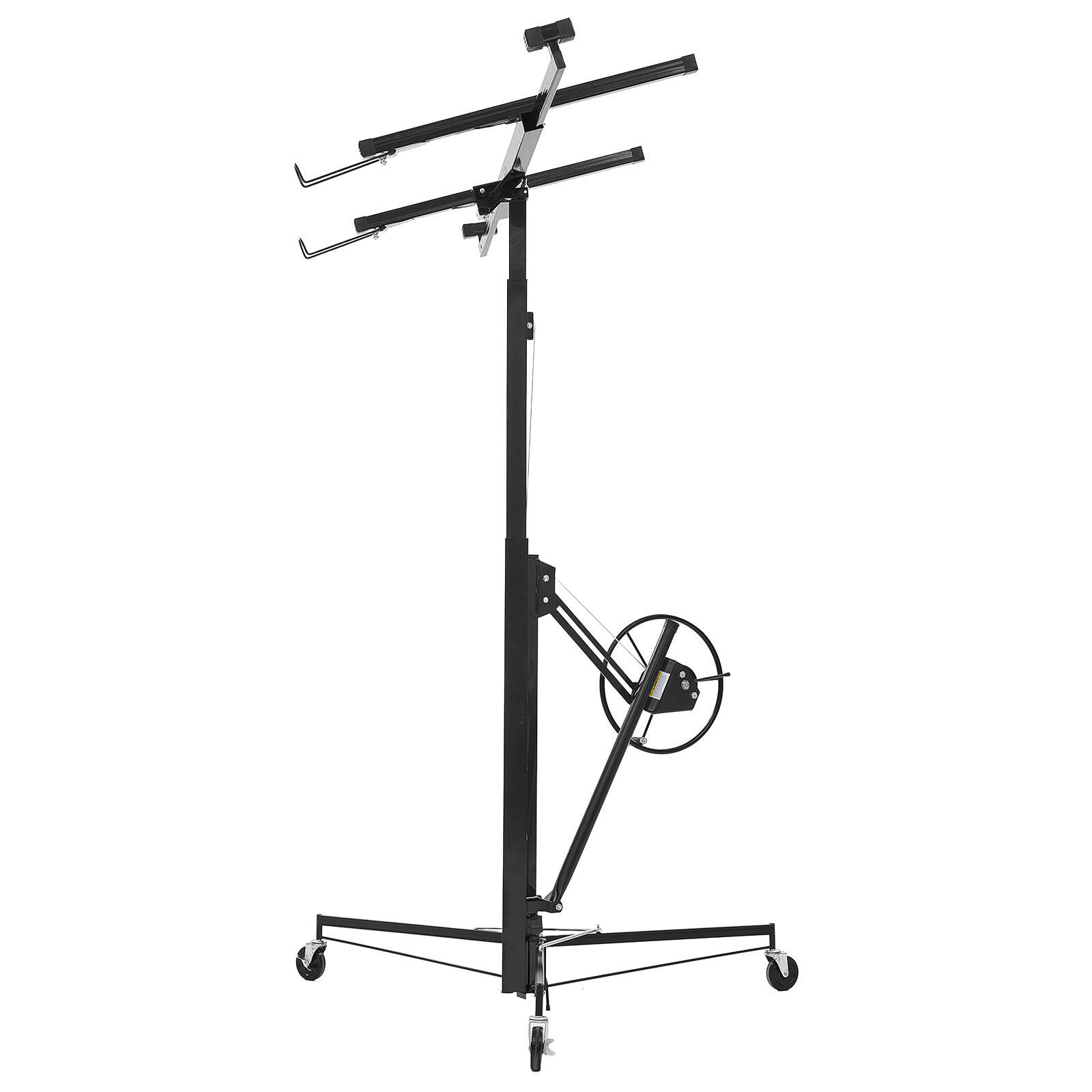 Alt View 5. VEVOR - 11ft Drywall Lift, Heavy-Duty 150 lbs Sheetrock Hoist with Adjustable Telescoping Arm, Lockable Wheels, Drywall Lifter - Black.
