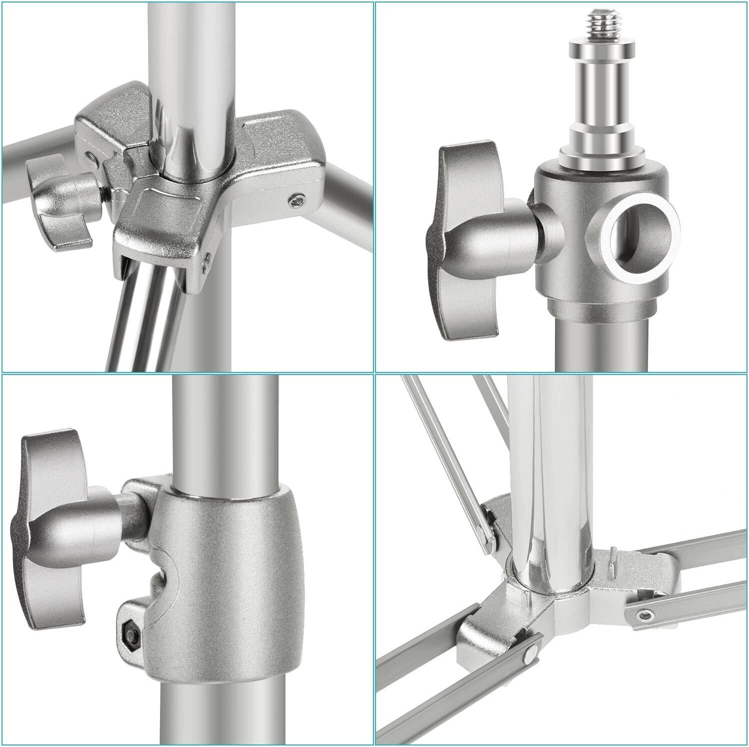 Alt View 1. Neewer - 2-Pack 79" Stainless Steel Light Stands, Heavy Duty, 1/4"-3/8" - Silver.