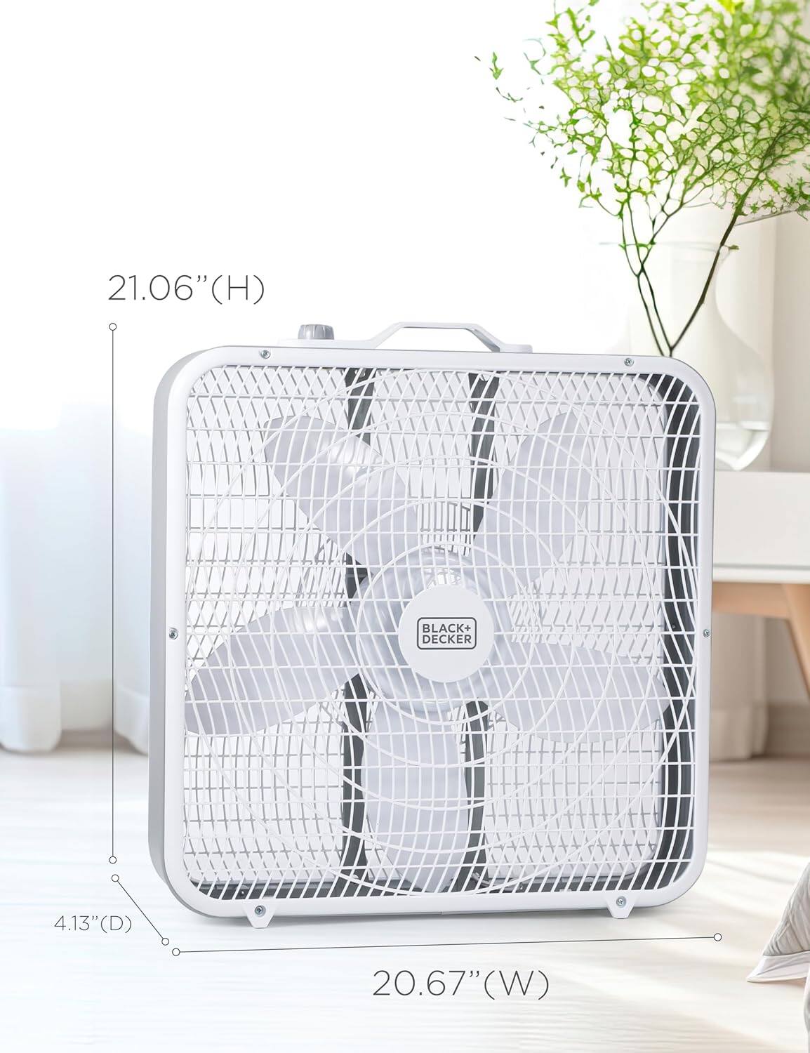 21.06" (H) 20.67" (W) 4.13" (D) BLACK+ DECKER