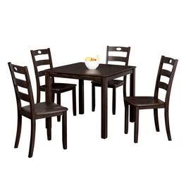 Vaczon - 5Pc Dining Table Set, Solid Rubberwood Dining Table with Slat Back Chairs, Wood Dining Set for Kitchen and Dining Room - Expresso