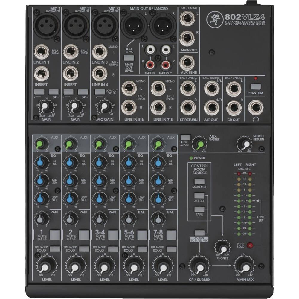Front. Mackie - VLZ4 Series 8-Channel Mixer - Black.