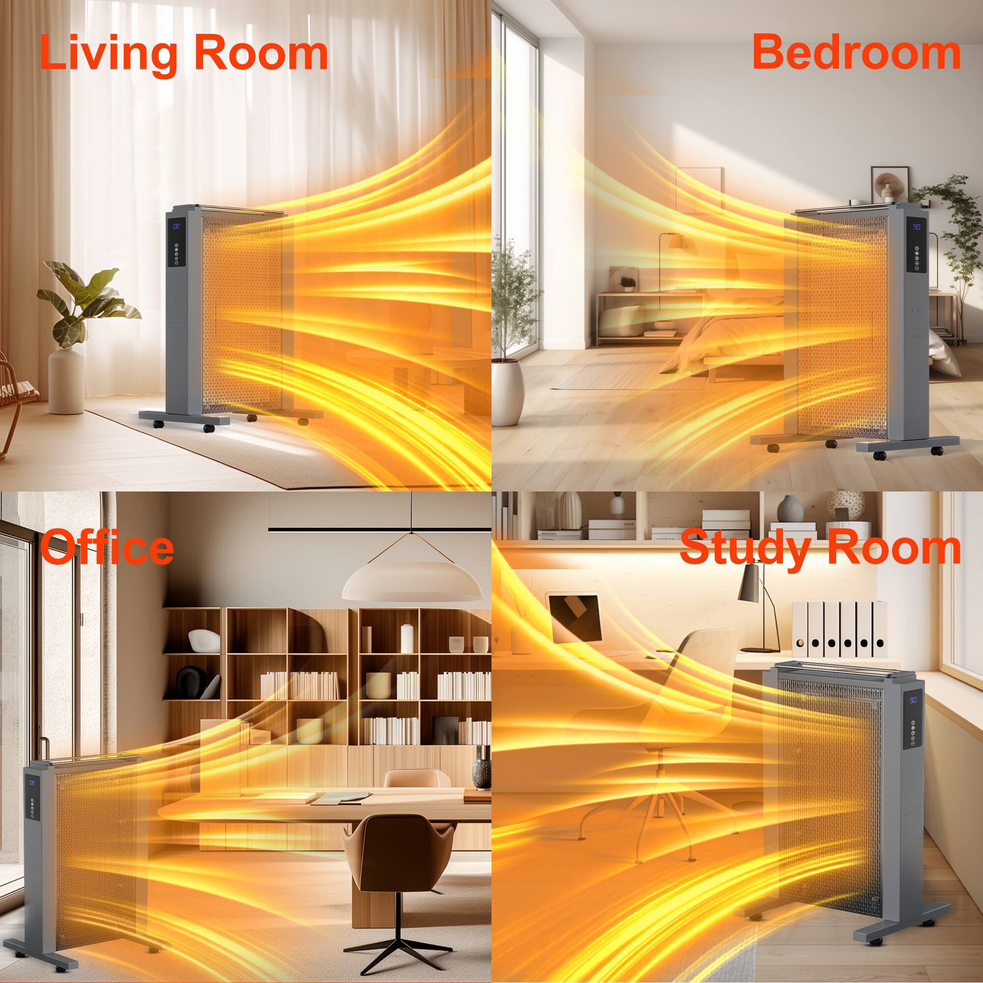 Mountman 1500W Electric Panel Heater, Remote, 12H Timer, ECO, Room Temp ...