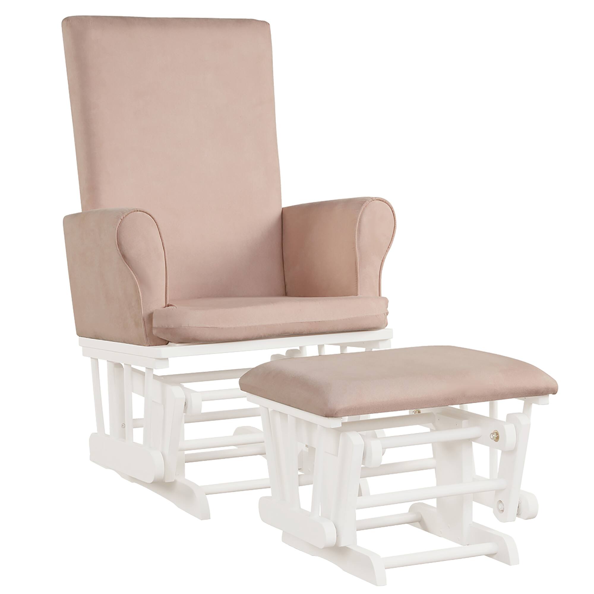 Costway - Baby Nursery Relax Rocker Rocking Chair Glider & Ottoman Set w/Cushion - Pink