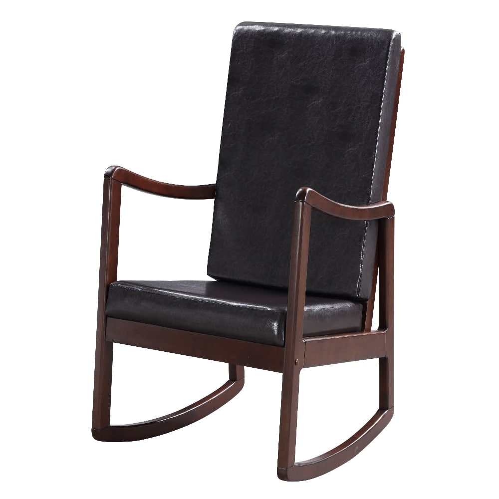 Loheer - Faux Leather Rocking Chair with Armrest, Espresso Finish Rubber Wood Modern Rocker - Dark Brown price history on PriceWatchPro