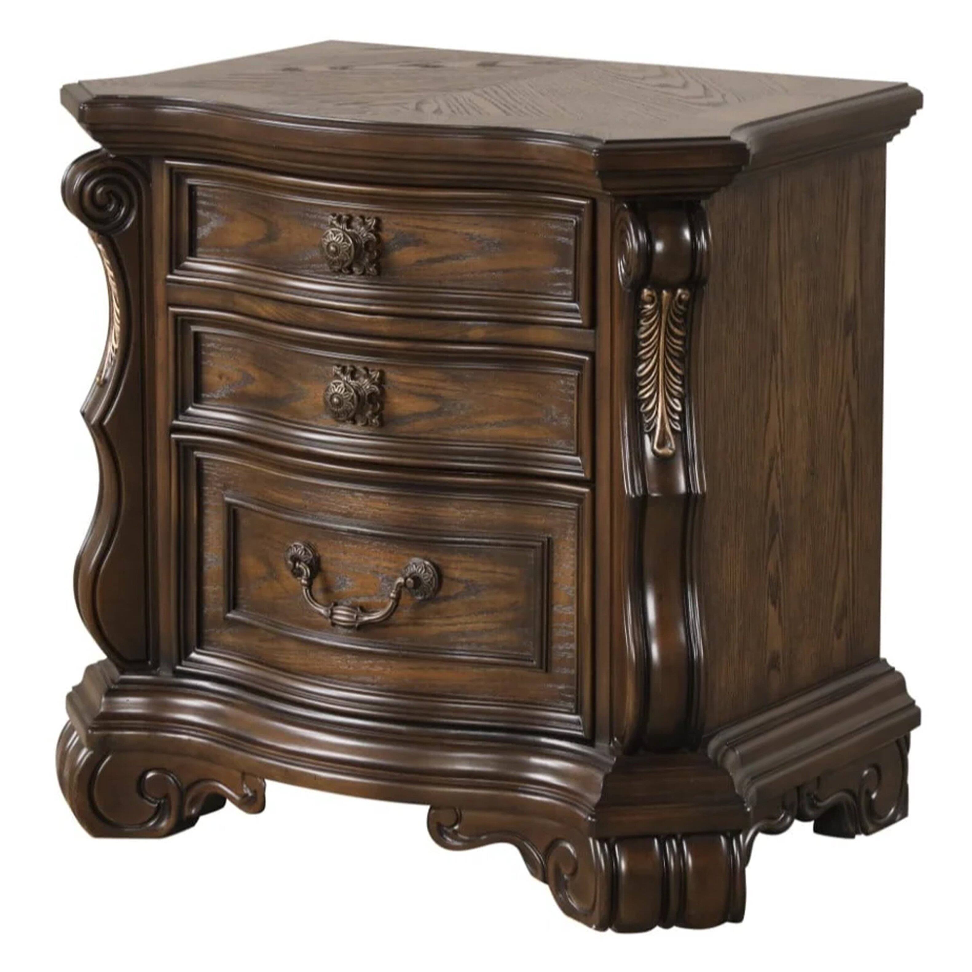 Manhattan Lane - Leova Nightstand, 2 Drawers, USB A-C, 31 Inch - Dark Brown, Bronze