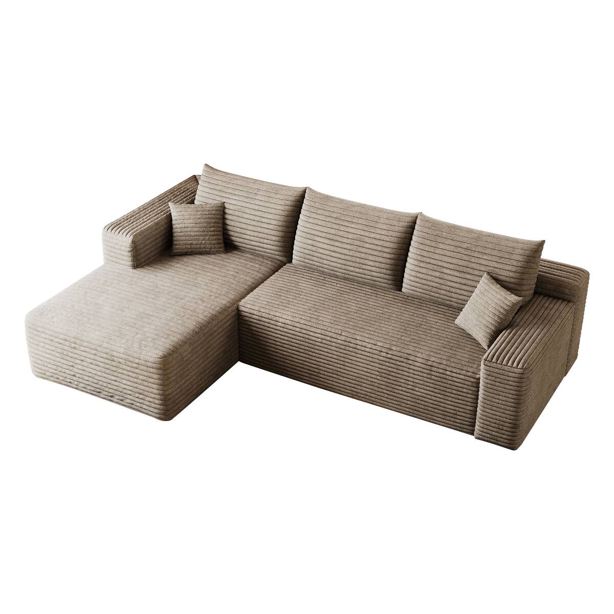 Alt View 8. Ropilly - Ropilly 95 Inch U Shaped Sectional Sofa, Plush Corduroy Sectional Sofa with Deep Seat Corner Couch, Camel - Camel.