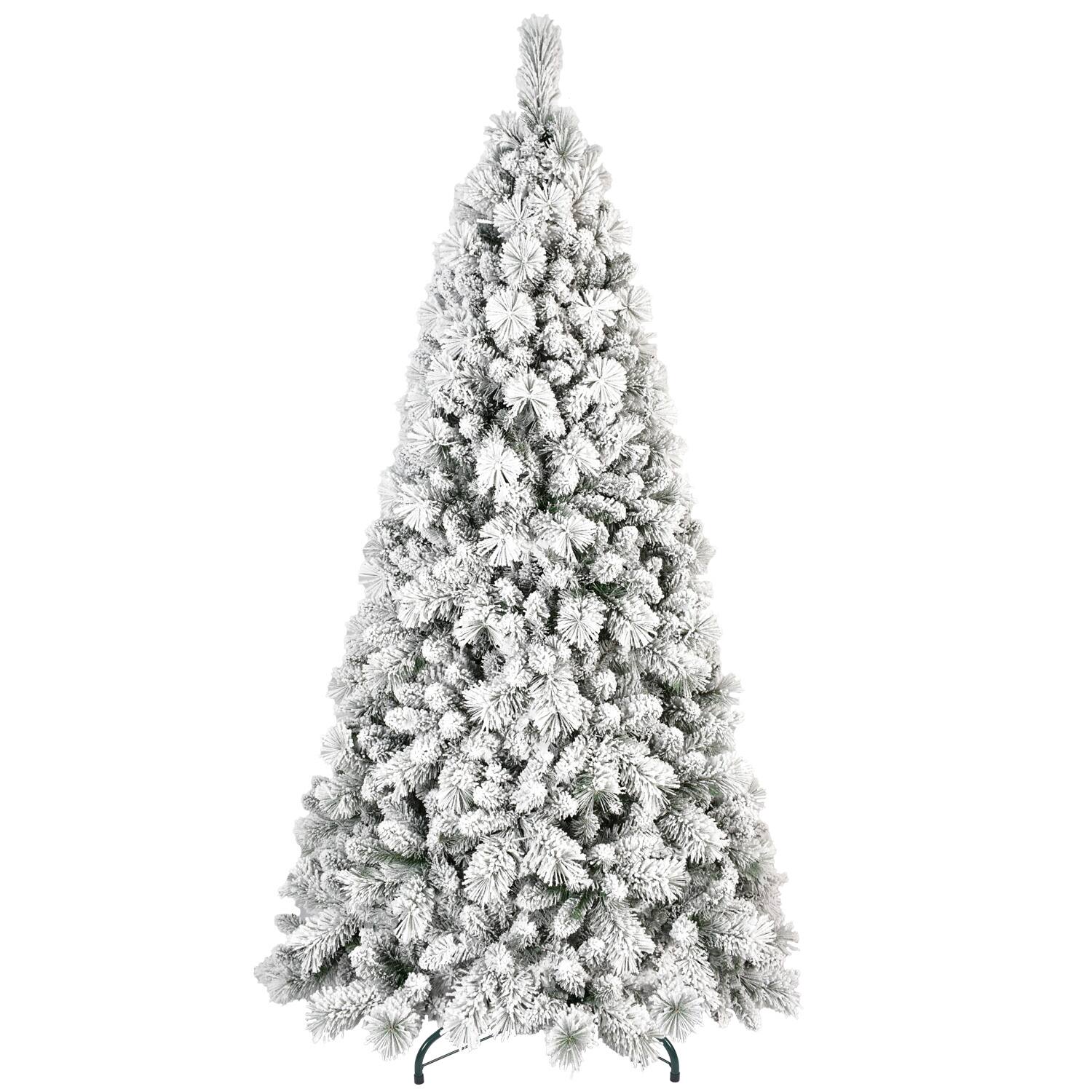 Angle. Dexmalle - Dexmalle-8FT 1445 PVC Tips Flocked Christmas Tree with 600 Warm White LED Lights-White - White.