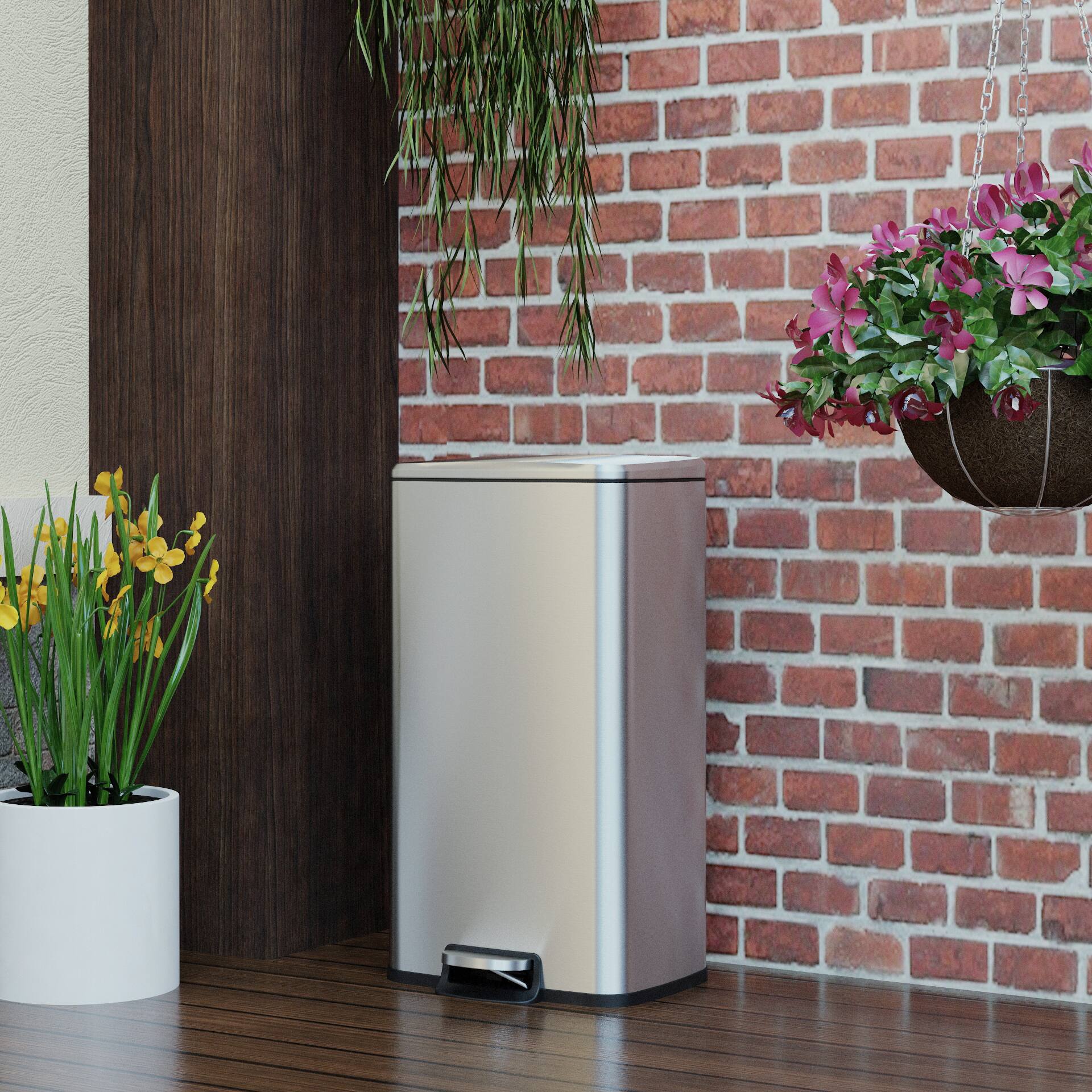 Alt View 5. Innovaze - 8 Gal./30 Liter Rectangular Stainless Steel step-on Trash Can for kitchen - Sliver.