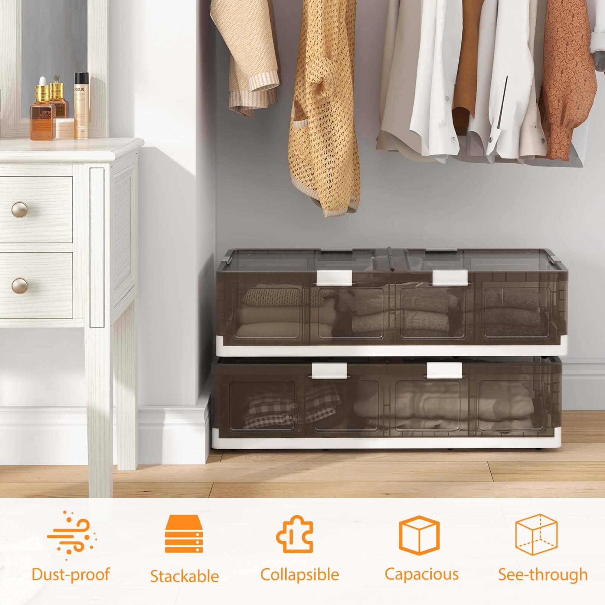 Dust-proof  
Stackable  
Collapsible  
Capacious  
See-through