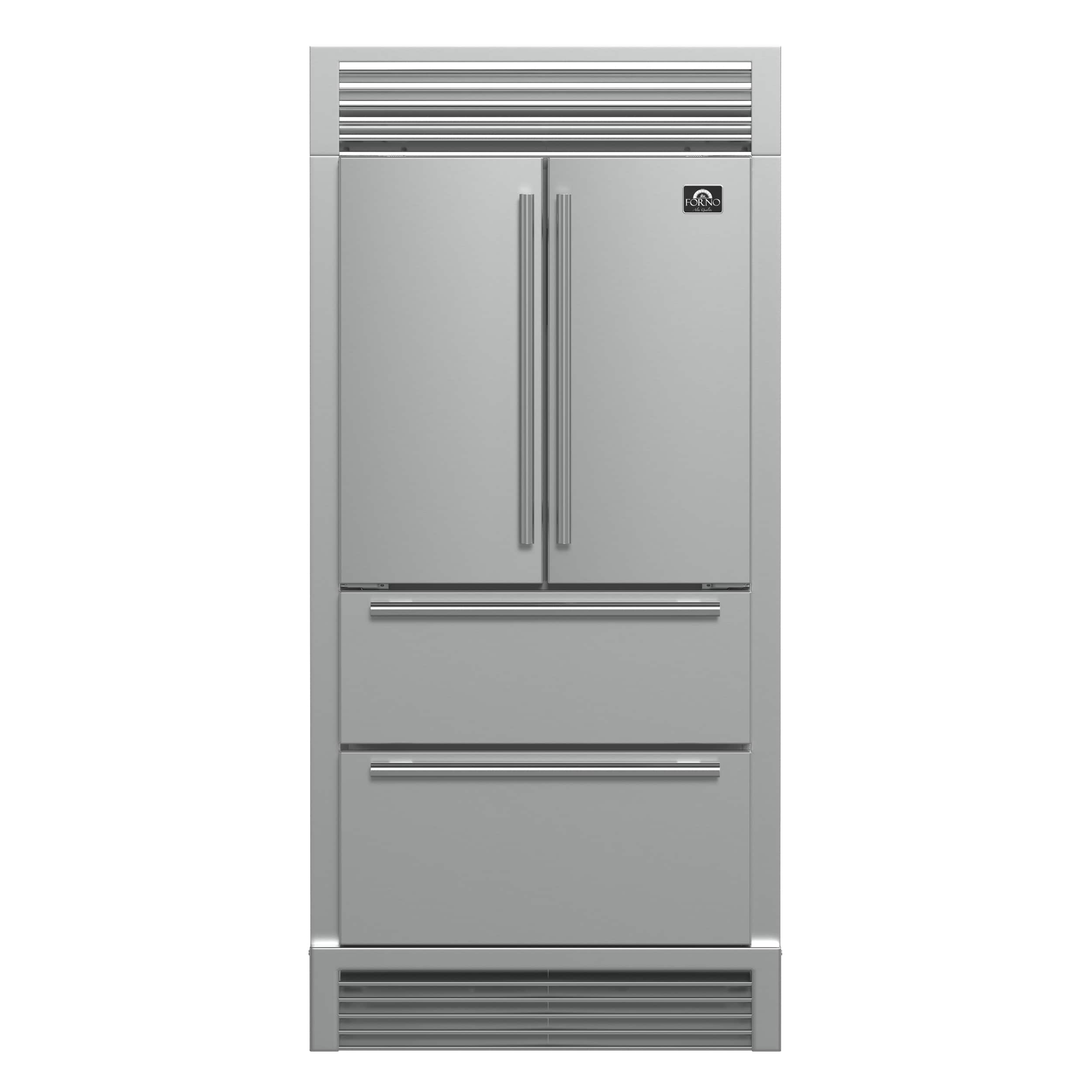 Forno Appliances - Moena 19.2 Cu. Ft. Built-In French Door Refrigerator with Decorative Trim Grill - Stainless Steel VCM