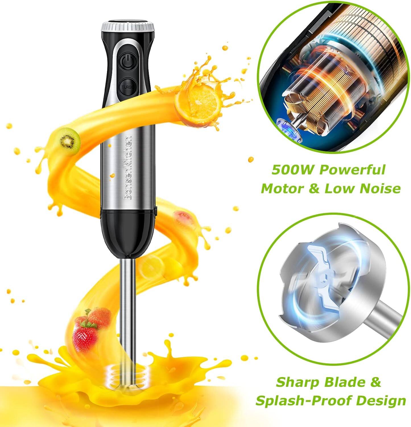 TURB Kitchen Slicer 500W Powerful Motor & Low Noise Sharp Blade & Splash-Proof Design