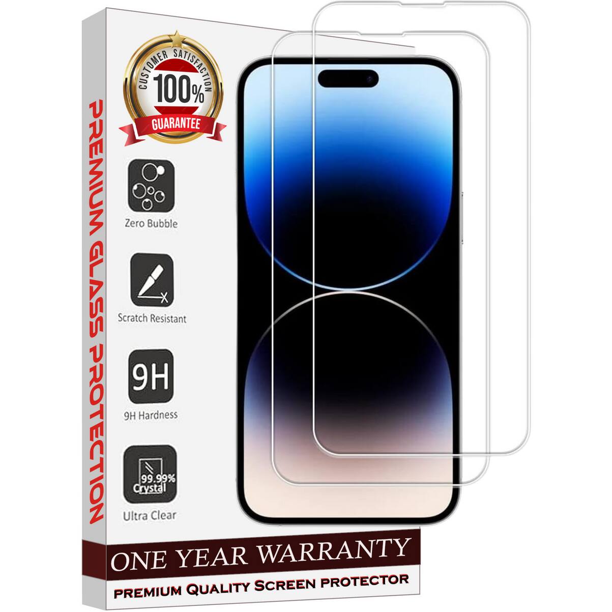 Entronix - iPhone 15 Pro Max Clear Tempered Glass Screen Protector - 2-Pack - Transparent