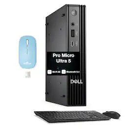 Dell - Upgraded - Pro Micro QCM1250 Mini Desktop (Ultra 5-235T, 32GB, 1TB SSD, Win 11 Pro) w/Dockztorm Wireless Mouse - Black