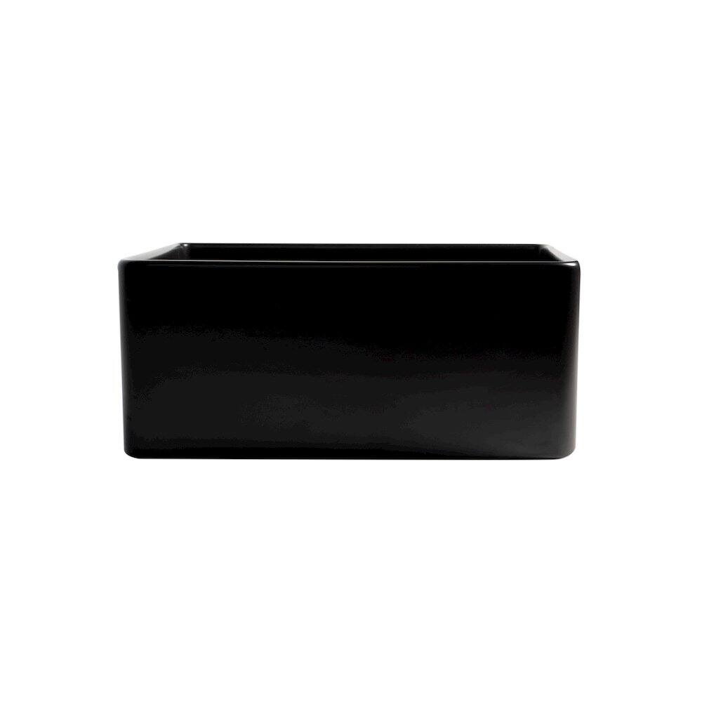 Alt View 4. Alfi - ALFI brand Black Matte Smooth Apron 24 x 18 Single Bowl Fireclay Farm Sink - Black.