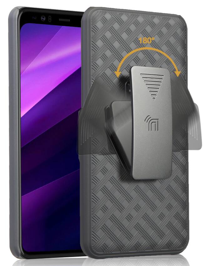 Alt View 3. Nakedcellphone - Case with Stand and Belt Clip Holster Combo for Google Pixel 4 XL - Black.