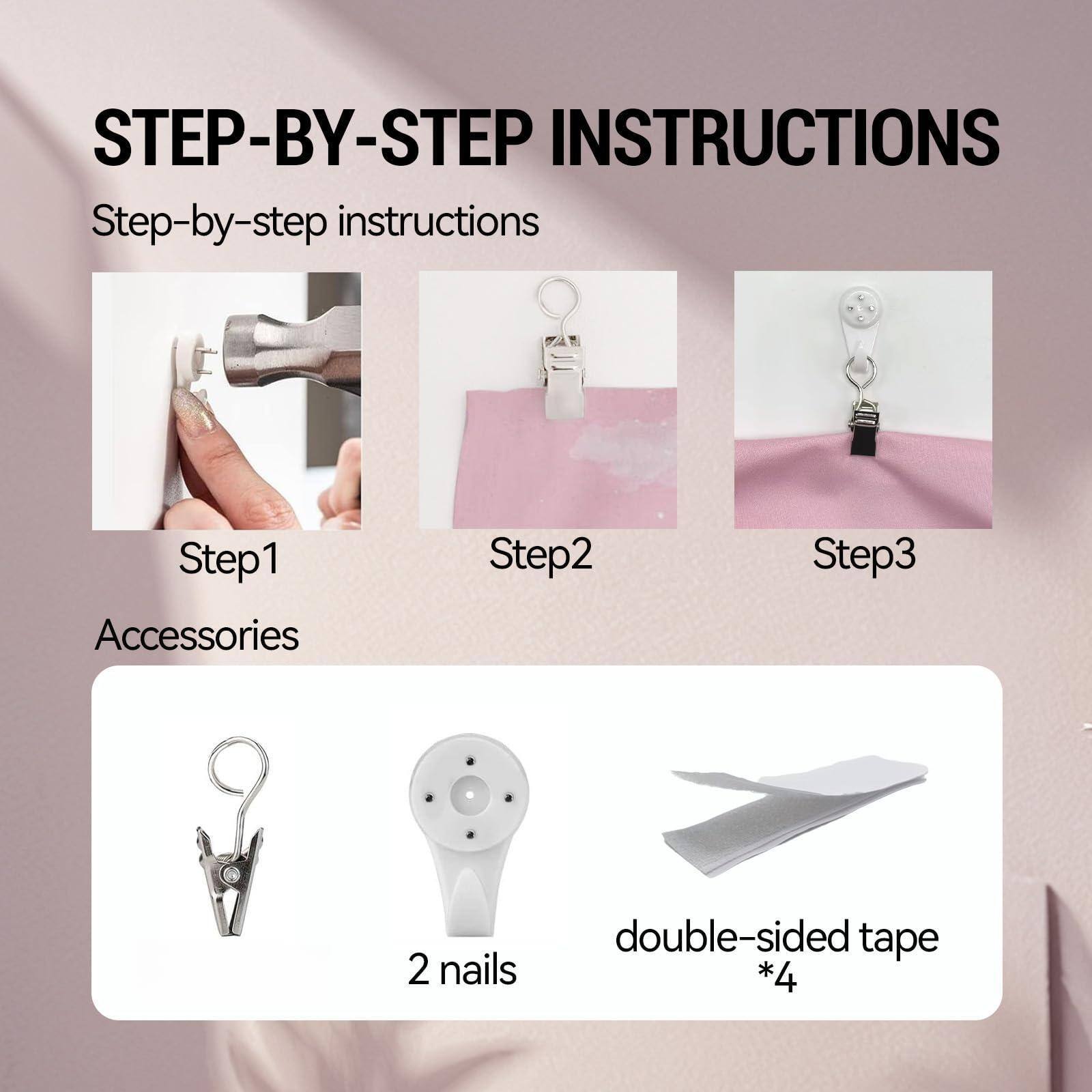 **STEP-BY-STEP INSTRUCTIONS**

Step-by-step instructions

**Step1**  
Accessories

**Step2**

**Step3**

**Accessories**  
- 2 nails  
- double-sided tape *4