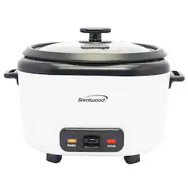 Brentwood - Rc-5020w 10-cups Uncooked/20-cups Cooked Electric Rice Cooker With Measuring Cup And Spatula - White