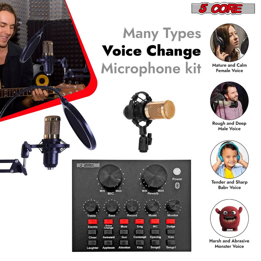 Voice Core 5 CORE 5Core Recording Microphone Podcast Bundle Professional Condenser ...