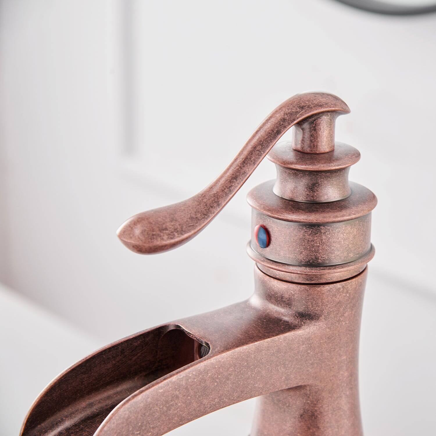 Alt View 5. Boyel Living - Waterfall Single Hole Single-Handle Vessel Bathroom Faucet With Pop-up Drain Assembly in Copper - Copper.