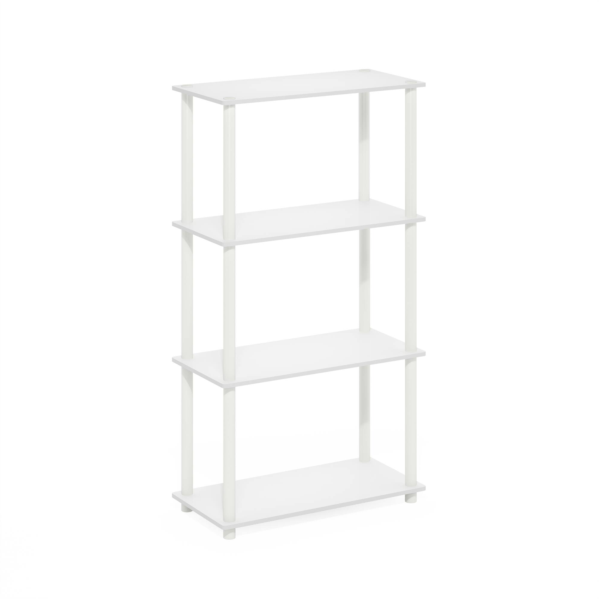 Front. Furinno - Turn-N-Tube 4-Tier Multipurpose Shelf Display Rack, White/White - White/White.