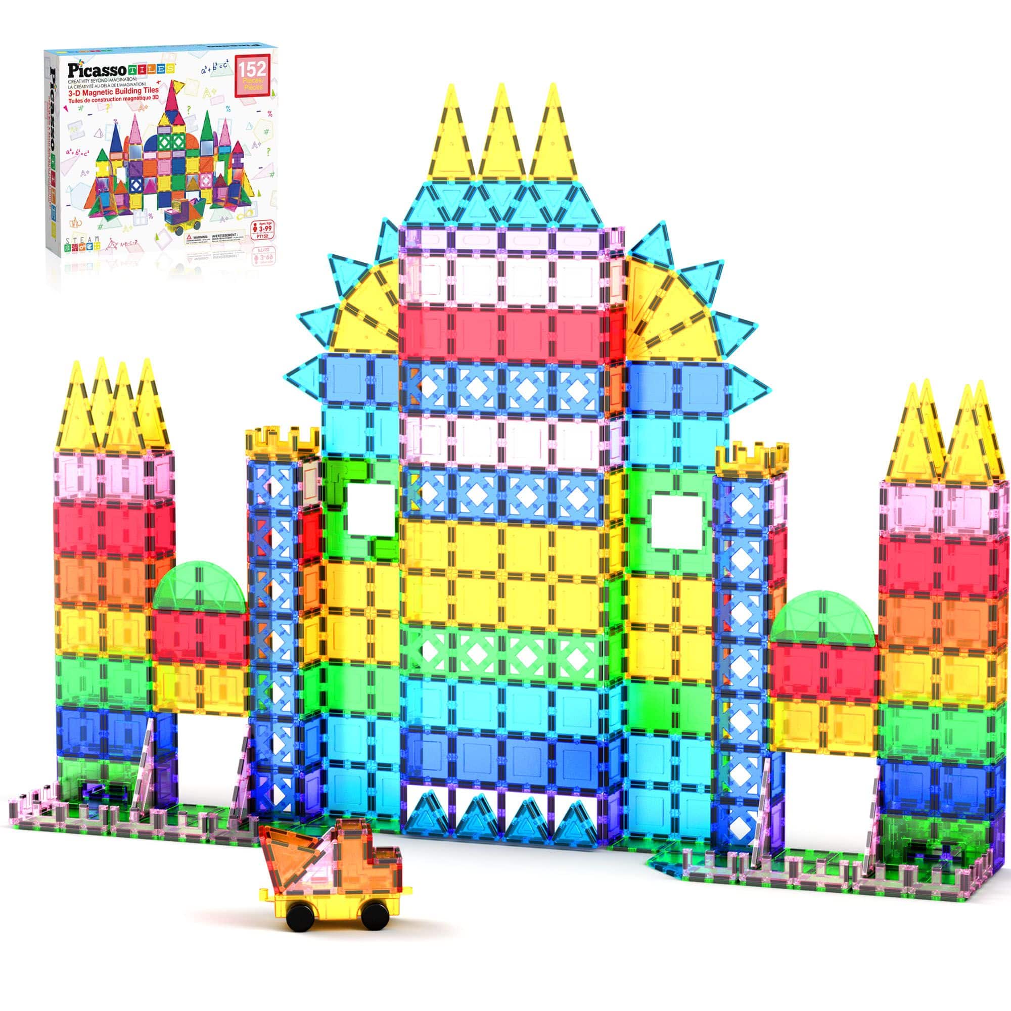 Photos - Construction Toy PicassoTiles - PICASSO-TILES 152 PC Magnetic Tiles, Building Blocks, STEM Toys for Kids 3+