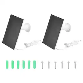 Unique Bargains - 2pcs Solar Panel for Ring Camera, 4W 6V USB Solar Panel Charger with 6ft Type-C Port Cable 360°Adjustable Wall Mount - White