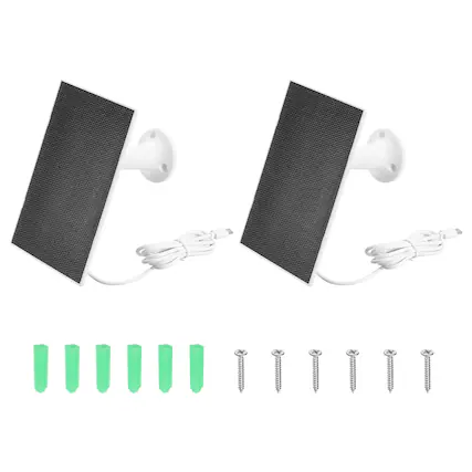 Front. Unique Bargains - 2pcs Solar Panel for Ring Camera, 4W 6V USB Solar Panel Charger with 6ft Type-C Port Cable 360°Adjustable Wall Mount - White.