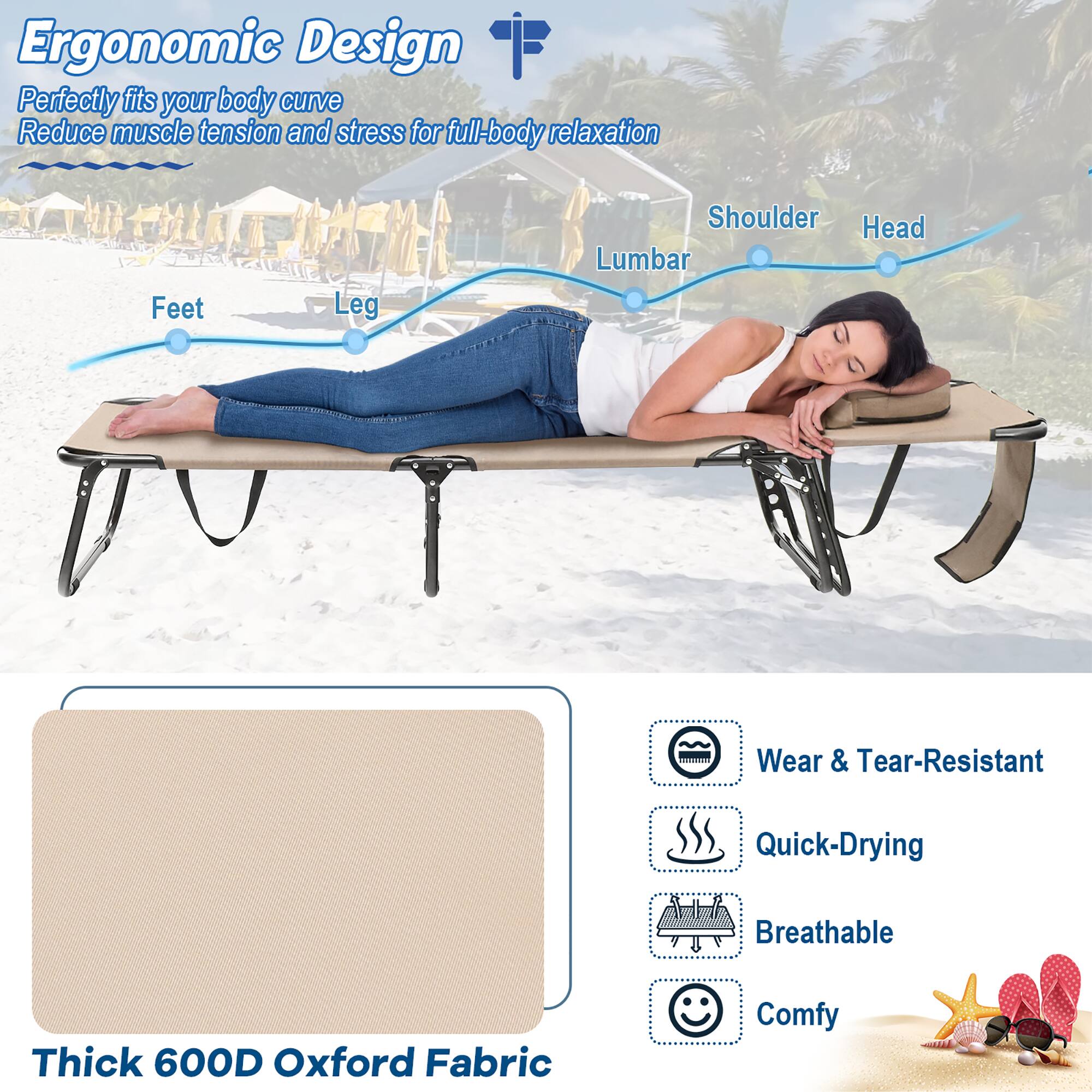 Ergonomic Design: Perfectly fits your body curve, Reduce muscle tension and stress for full-body relaxation

Features: Wear & Tear-Resistant, Quick-Drying, Breathable, Comfy

Thick 600D Oxford Fabric